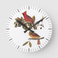 Audubon Cardinal Pair in Wild Almond Tree