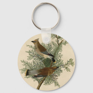 Audubon Cedar Waxwing Bird Key Ring
