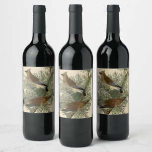Audubon Cedar Waxwing Bird Wine Label