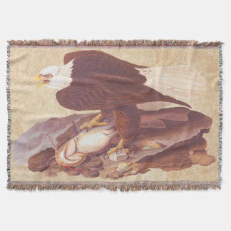 Audubon Classic Bald Eagle with Fresh Catch Fish Throw Blanket