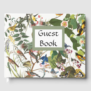 Audubon Collage Birds Wildlife Flowers Guest Book