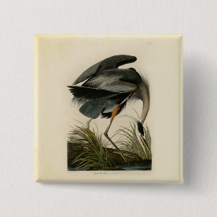 Audubon Great Blue Heron Marsh Bird 15 Cm Square Badge