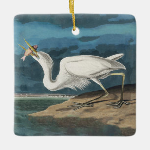 Audubon Great White Heron: Vintage Coastal Bird Ceramic Ornament