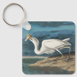 Audubon Great White Heron: Vintage Coastal Bird Key Ring