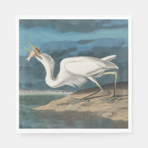 Audubon Great White Heron: Vintage Coastal Bird Napkin