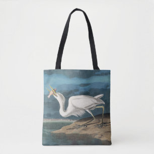 Audubon Great White Heron: Vintage Coastal Bird Tote Bag