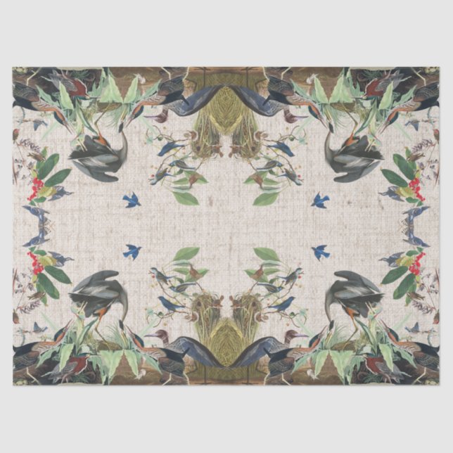 Audubon Heron Birds Collage Wildlife Tissue Paper (Front)