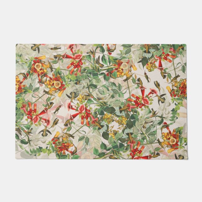 Audubon Hummingbird Birds Flowers Wildlife Doormat (Front)