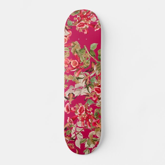 Audubon Hummingbird Birds Wildlife Flowers Floral Skateboard (Front)