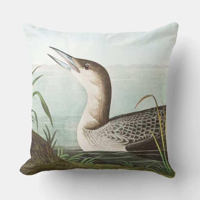 Audubon Loon Birds Wildlife Animal Throw Pillow (Front)