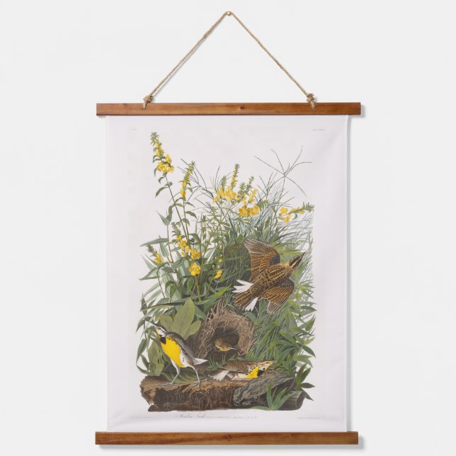 Audubon Meadowlark Botanical Print Hanging Tapestry (Front)