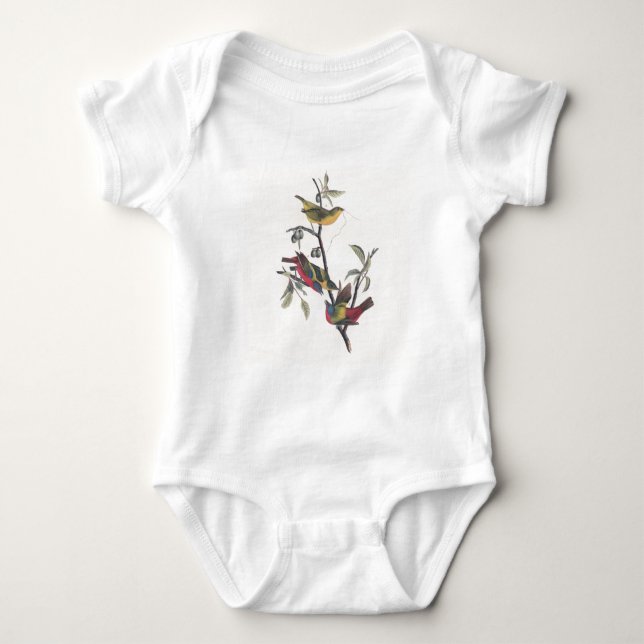 Audubon Painted Bunting Bird Wildlife Baby Bodysuit (Front)