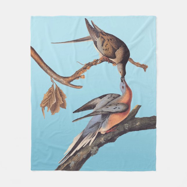 Audubon Pair of Kissing Passenger Pigeons Fleece Blanket (Front)