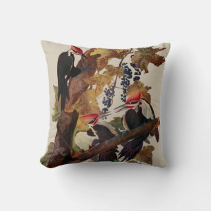 Audubon Pileated Woodpecker Bird Painting Cushion
