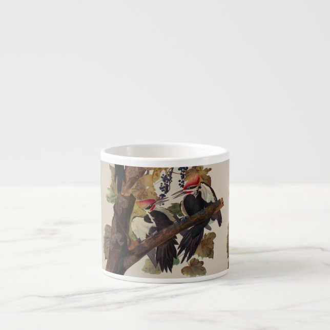 Audubon Pileated Woodpecker Bird Painting Espresso Cup (Front)