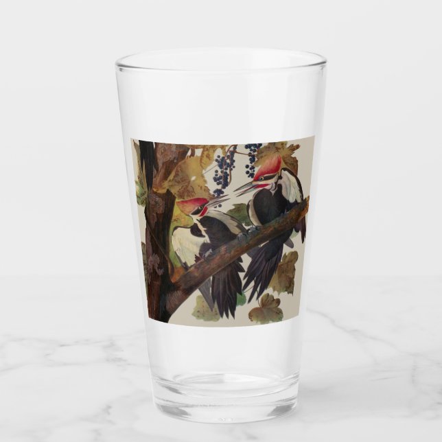 Audubon Pileated Woodpecker Bird Painting Glass (Front)