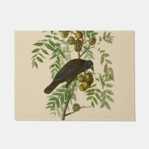 Audubon Purple Grackle Bird Print Vintage Botanic Doormat