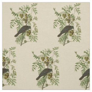 Audubon Purple Grackle Bird Print Vintage Botanic Fabric
