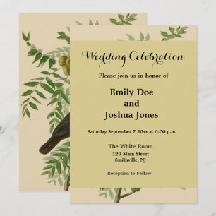 Audubon Purple Grackle Bird Print Vintage Botanic Invitation