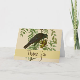 Audubon Purple Grackle Bird Print Vintage Botanic Thank You Card