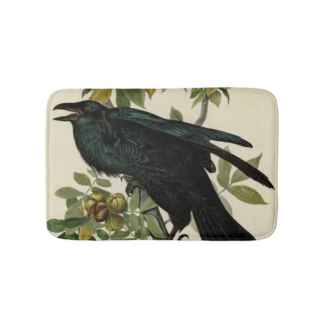 Audubon Raven Bird Classic Artwork Bath Mat (Front)