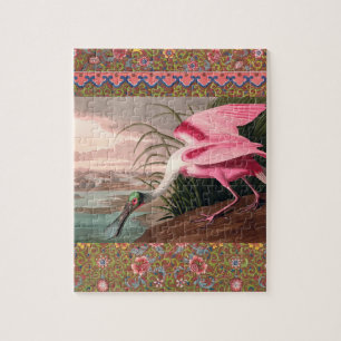 Audubon Roseate Spoonbill Bird Vintage Print Jigsaw Puzzle