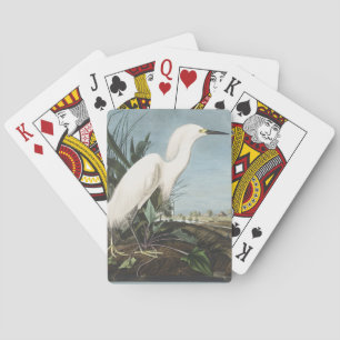 Audubon Snowy Egret Bird Illustration Wildlife Art Playing Cards