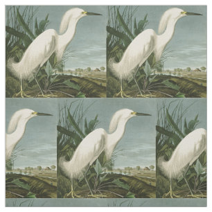 Audubon Snowy Heron White Egret Bird Birding Fabric