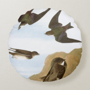 Audubon: Swallows Round Cushion
