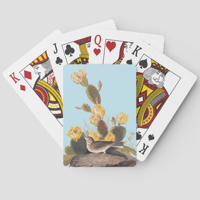 Audubon Vesper Sparrow and Prickly Pear Cactus Playing Cards (Back)