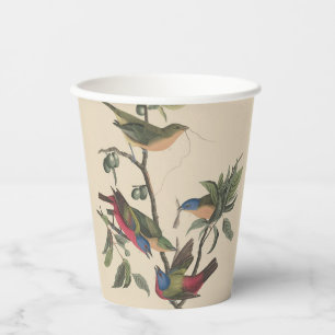 Audubon Vibrant Painted Bunting Wildlife Painting Paper Cups