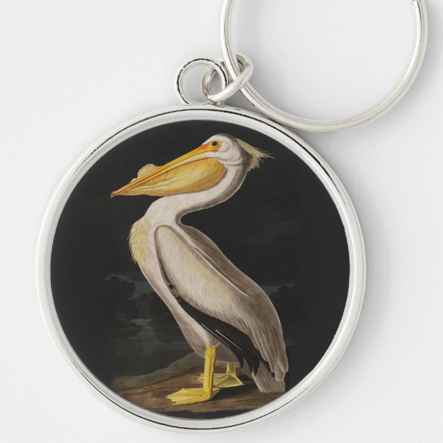 Audubon White Pelican Bird America Key Ring (Front)