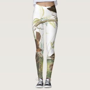 Audubon Wren Birds Nests All Over Print Leggings