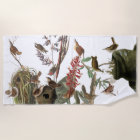 Audubon Wren Birds Nests Flowers Beach Towel