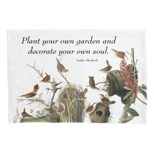 Audubon Wren Birds Wildlife Garden Pillowcase (Front)