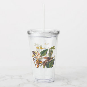 Audubon Yellow-Billed Cuckoo Birds in Fruit Tree Acrylic Tumbler