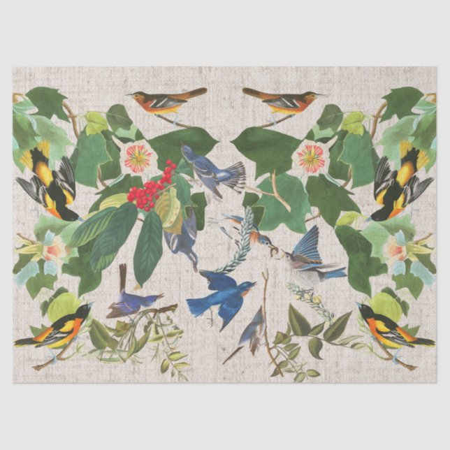 Audubons Birds Wildlife Animal Floral Tissue Paper (Front)