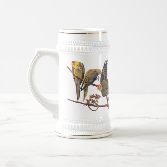 Audubon's Carolina Parakeet Trio of Extinct Birds Beer Stein (Left)