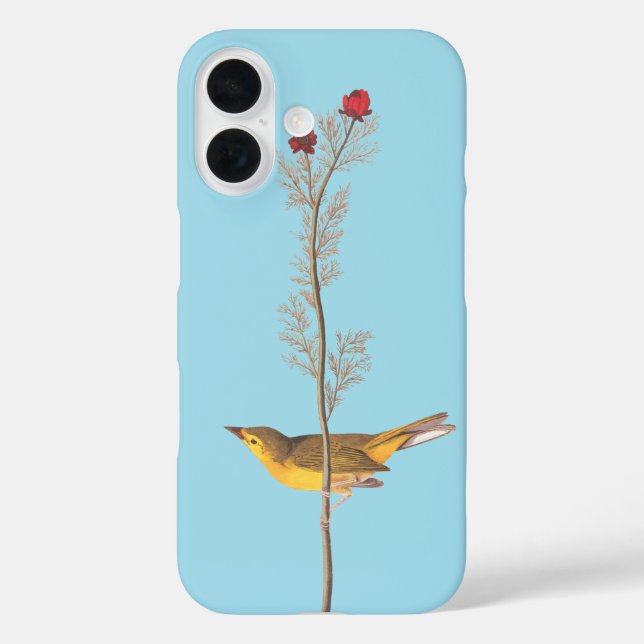 Audubon's Hooded Warbler Bird on Red Flower Case-Mate iPhone Case (Back)