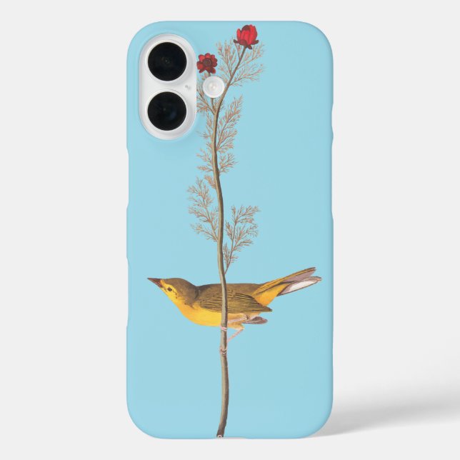 Audubon's Hooded Warbler Bird on Red Flower Case-Mate iPhone Case (Back)