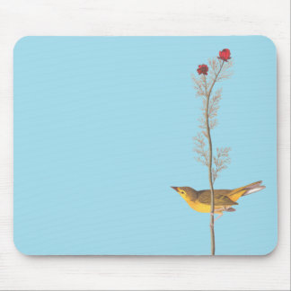 Audubon's Hooded Warbler Bird on Red Flower Mouse Pad