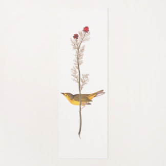 Audubon's Hooded Warbler Bird on Red Flower Yoga Mat
