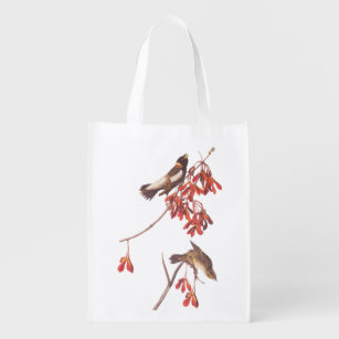 Audubon's Rice Bunting Birds or Bobolink Birds Reusable Grocery Bag