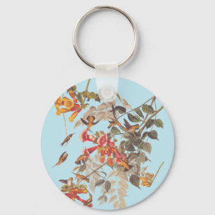 Audubon's Ruby Throated Hummingbirds and Flowers Key Ring