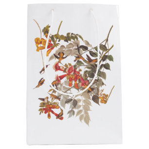 Audubon's Ruby Throated Hummingbirds and Flowers Medium Gift Bag