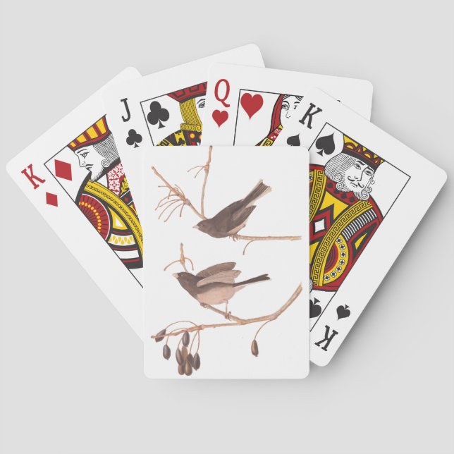Audubon's Snow Birds on Winter Tree Branch Playing Cards (Back)