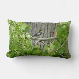 Audubon's Warbler Nature Photography Lumbar Cushion