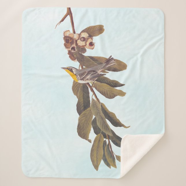 Audubon's Yellow Throated Warbler on Chestnut Sherpa Blanket (Front)