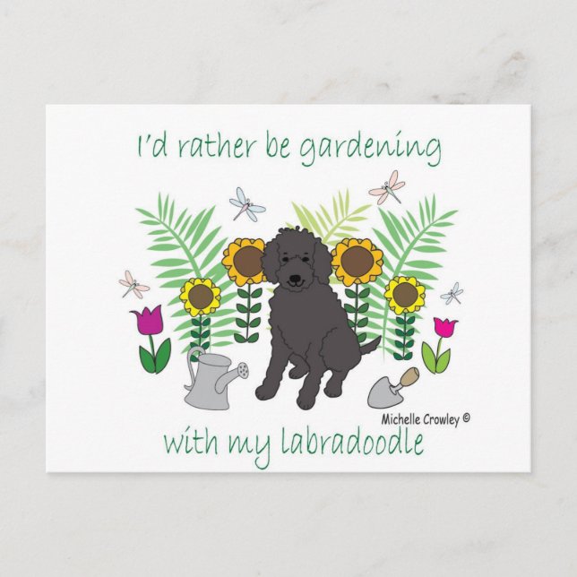 aug12015gardLabradoodleBlk.jpg Postcard (Front)