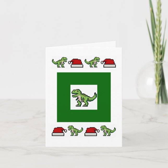 Augmented Reality Christmas T-rex Dinosaur Card (Front)
